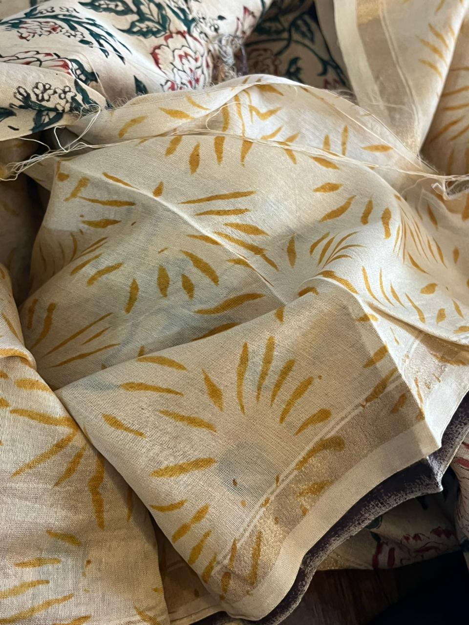 Chanderi Cotton Silk 3 piece Suit with Handblock print