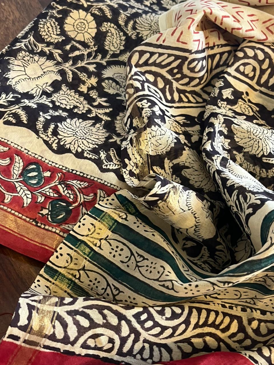 Chanderi Cotton Silk 3 piece Suit with Handblock print