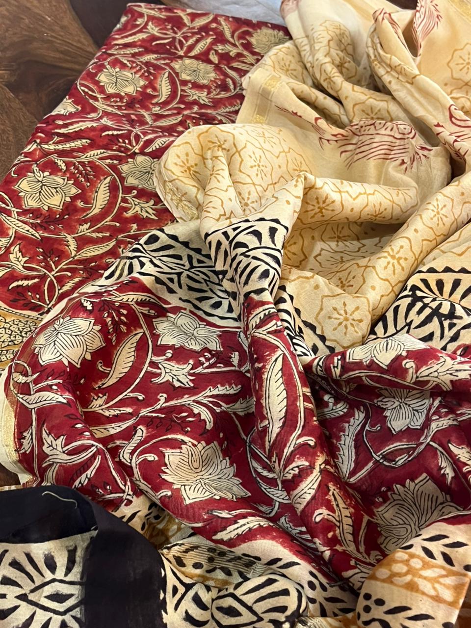 Chanderi Cotton Silk 3 piece Suit with Handblock print