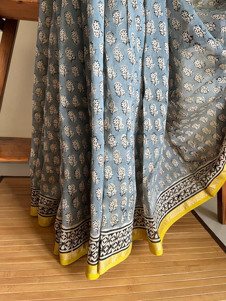 Chanderi Cotton Silk Saree with Handblock Print Saree