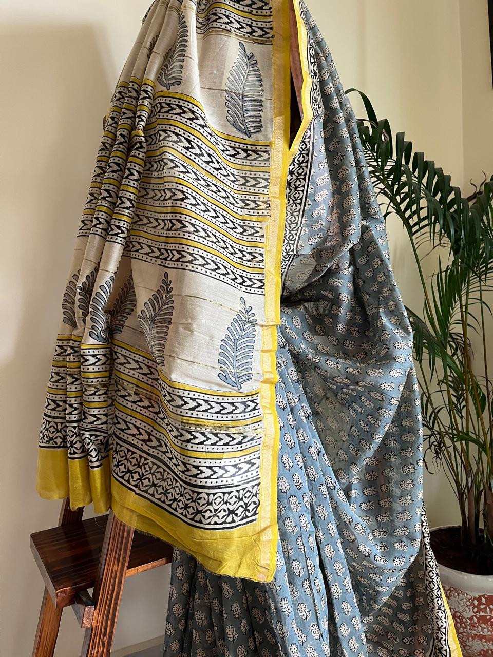 Chanderi Cotton Silk Saree with Handblock Print Saree
