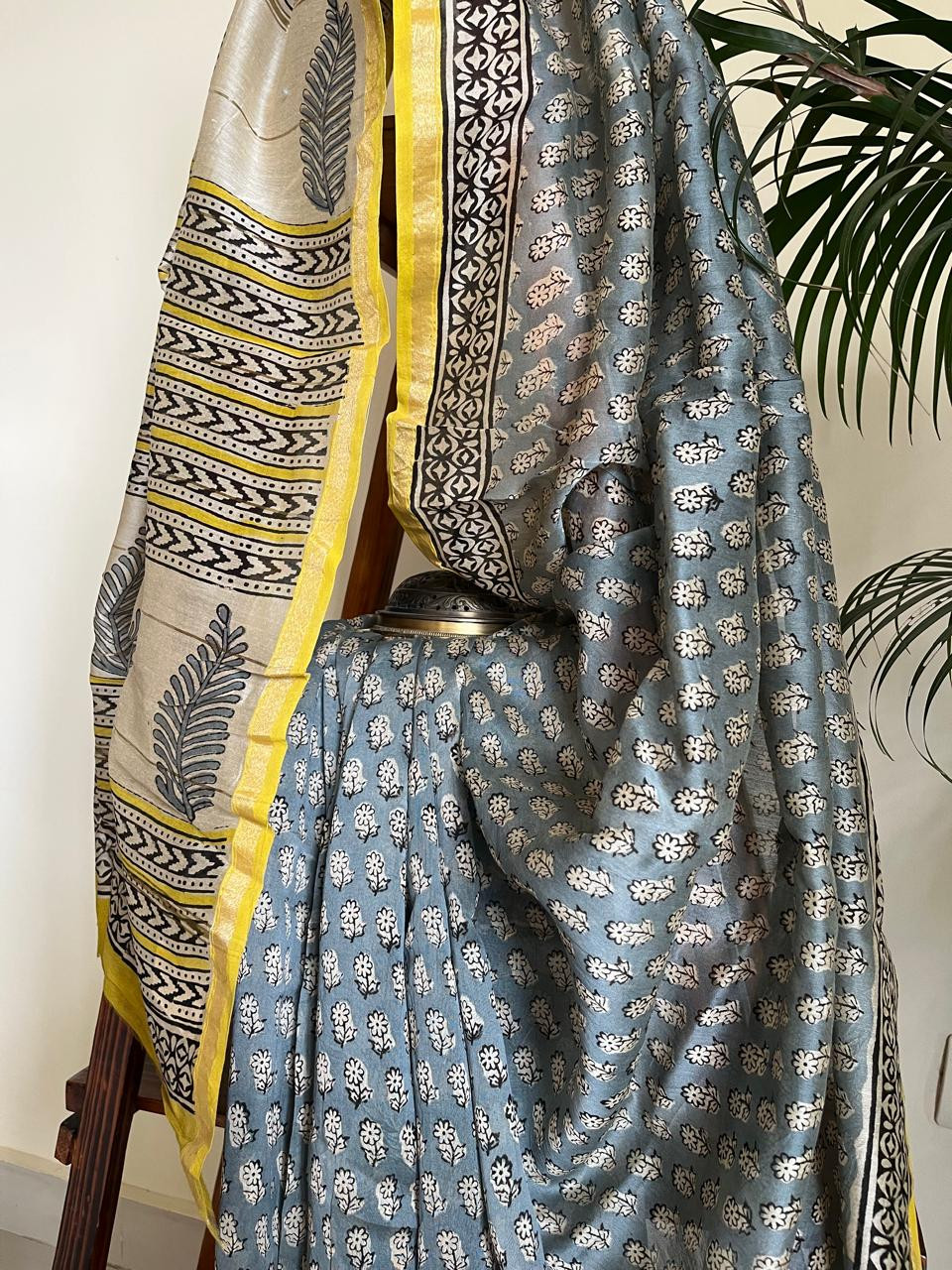 Chanderi Cotton Silk Saree with Handblock Print Saree
