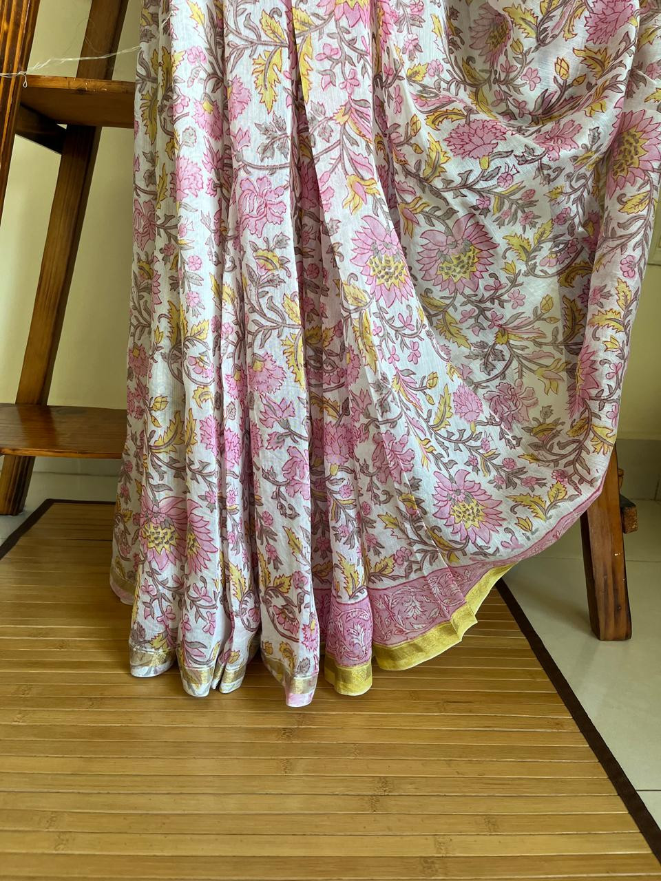 Chanderi Cotton Silk Saree with Handblock Print Saree