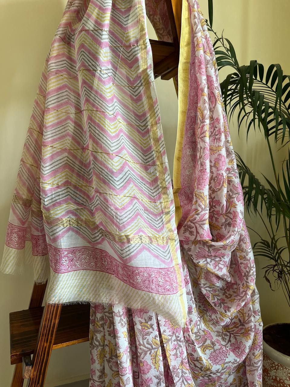 Chanderi Cotton Silk Saree with Handblock Print Saree