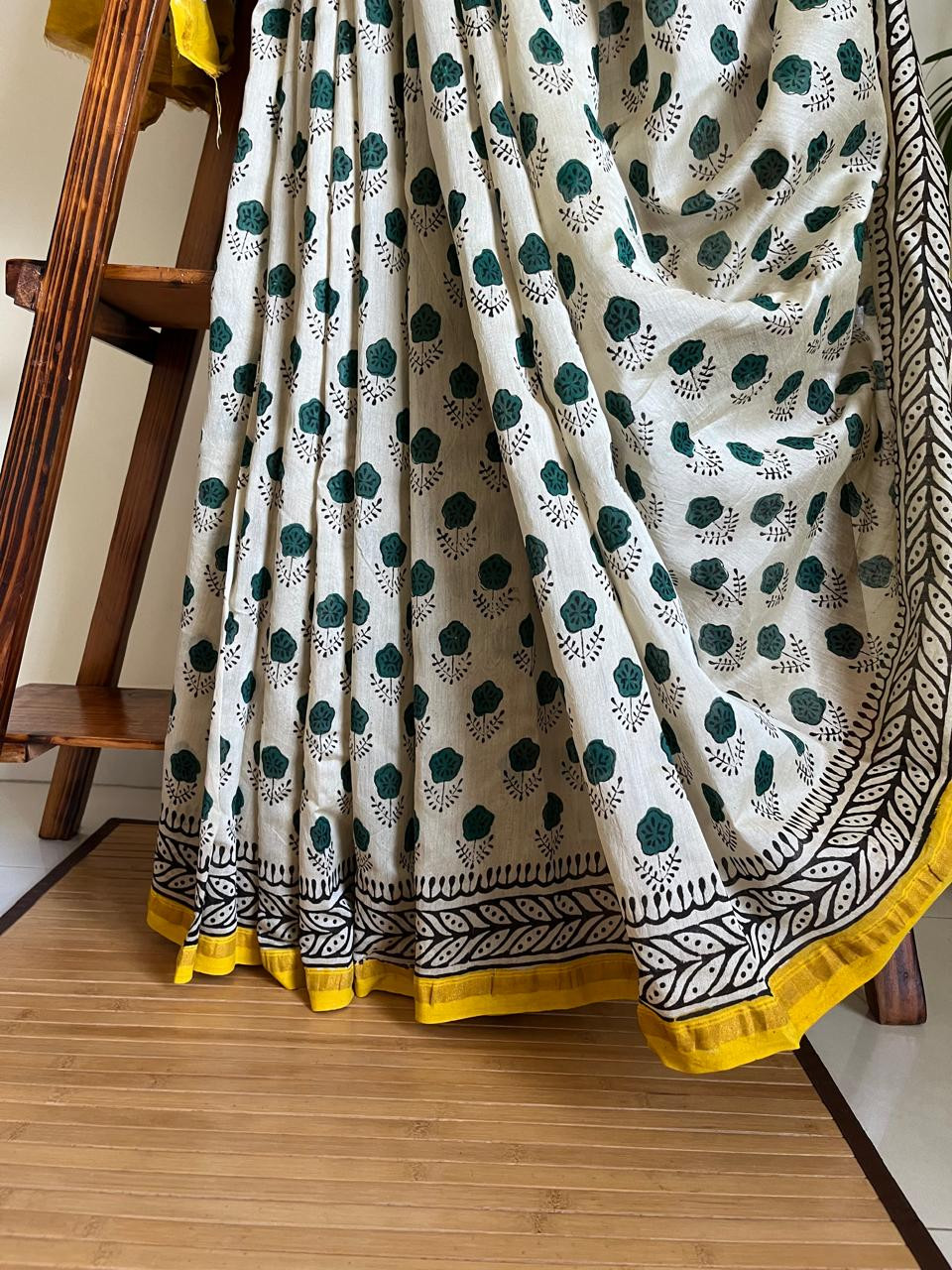 Chanderi Cotton Silk Saree with Handblock Print Saree