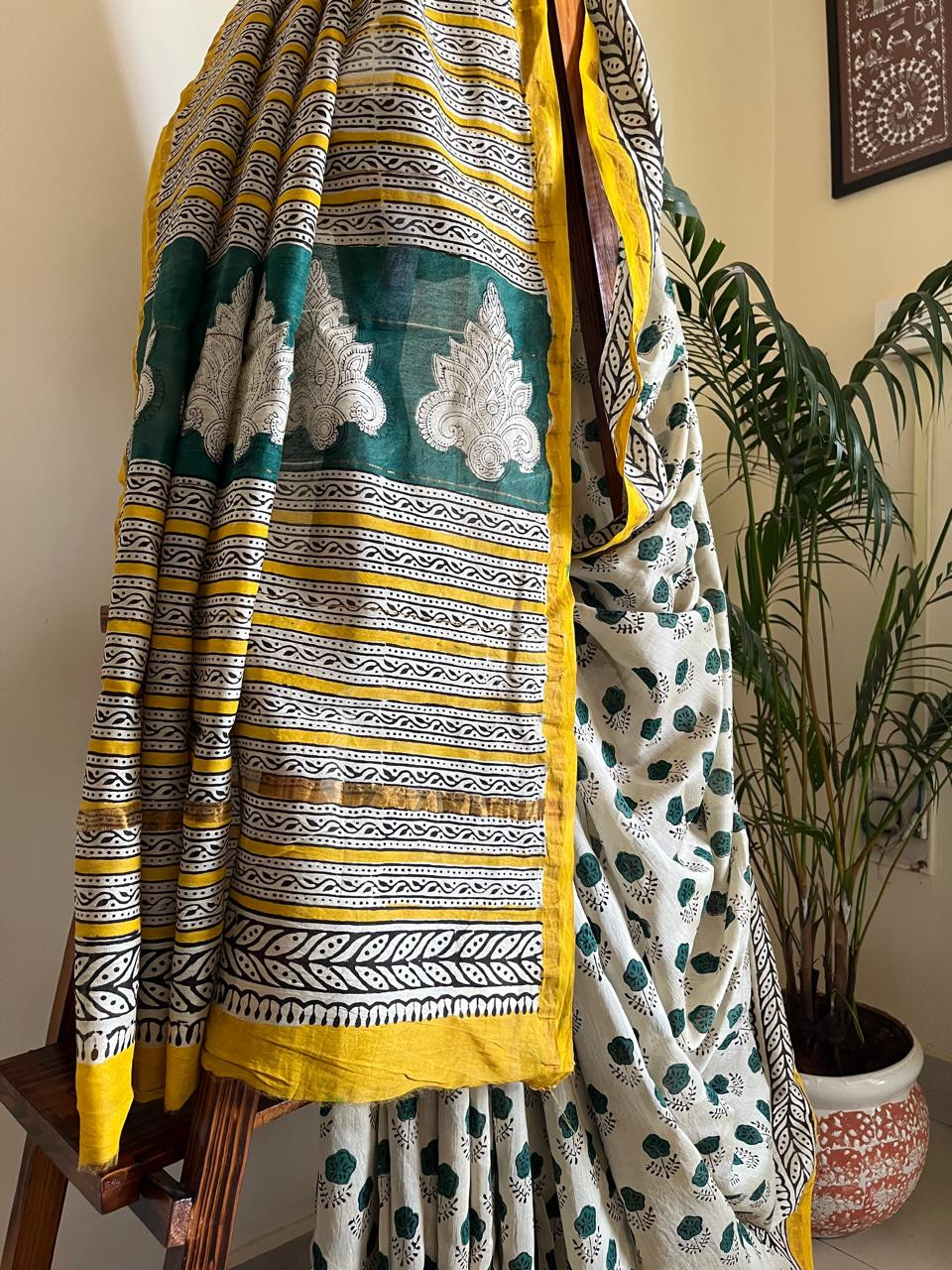 Chanderi Cotton Silk Saree with Handblock Print Saree