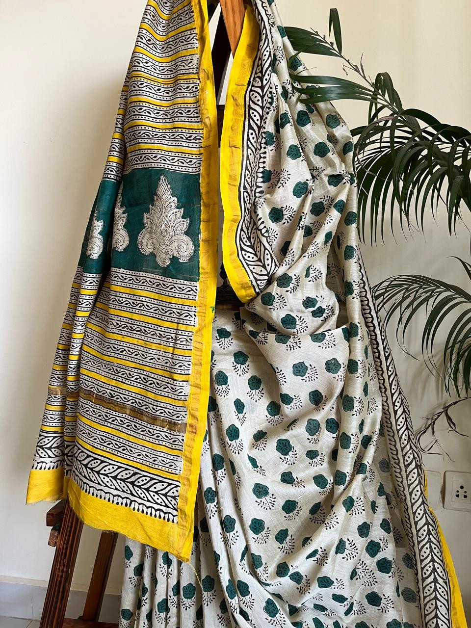 Chanderi Cotton Silk Saree with Handblock Print Saree