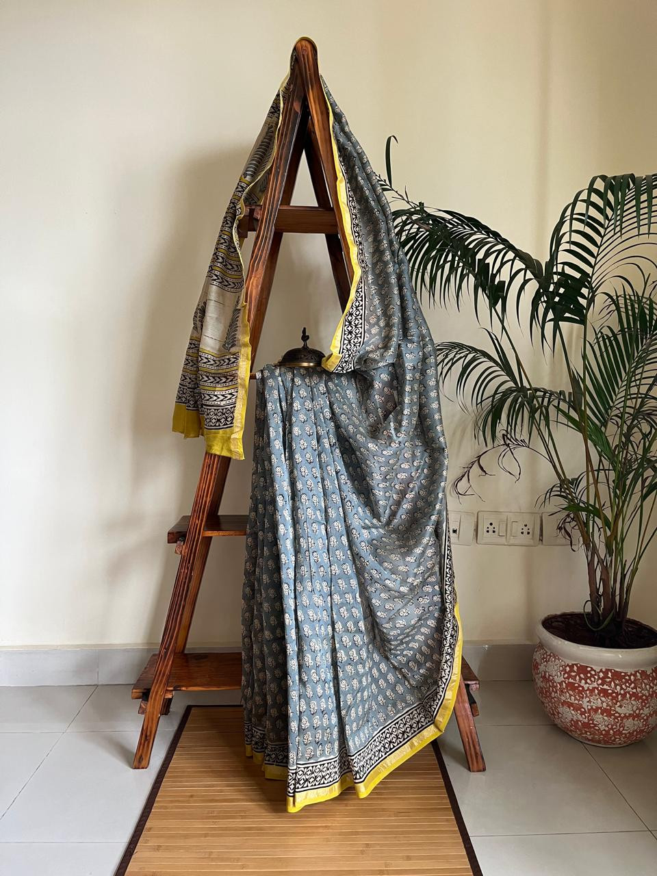 Chanderi Cotton Silk Saree with Handblock Print Saree