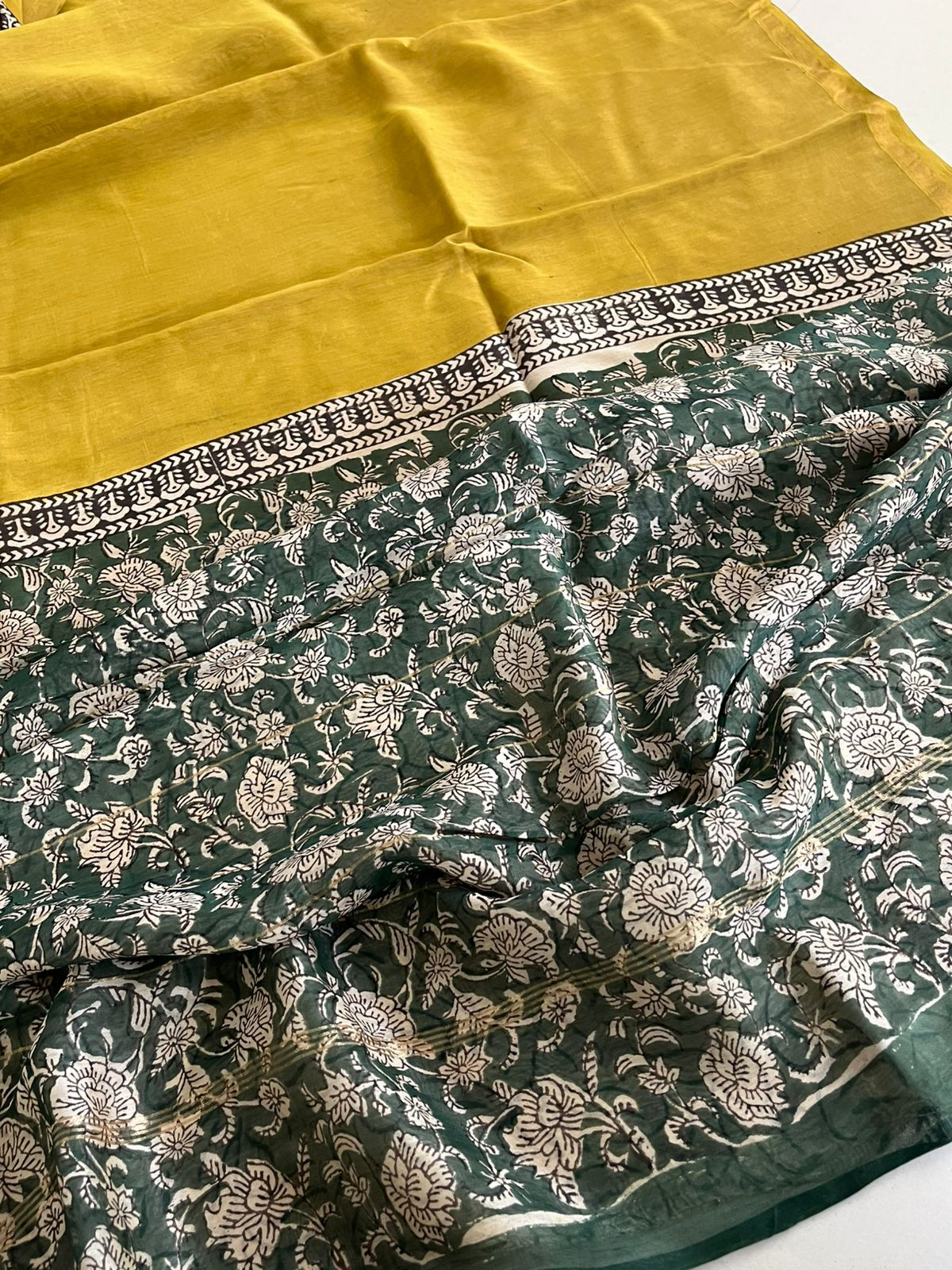 Chanderi Cotton Silk Saree with Handblock Print Saree