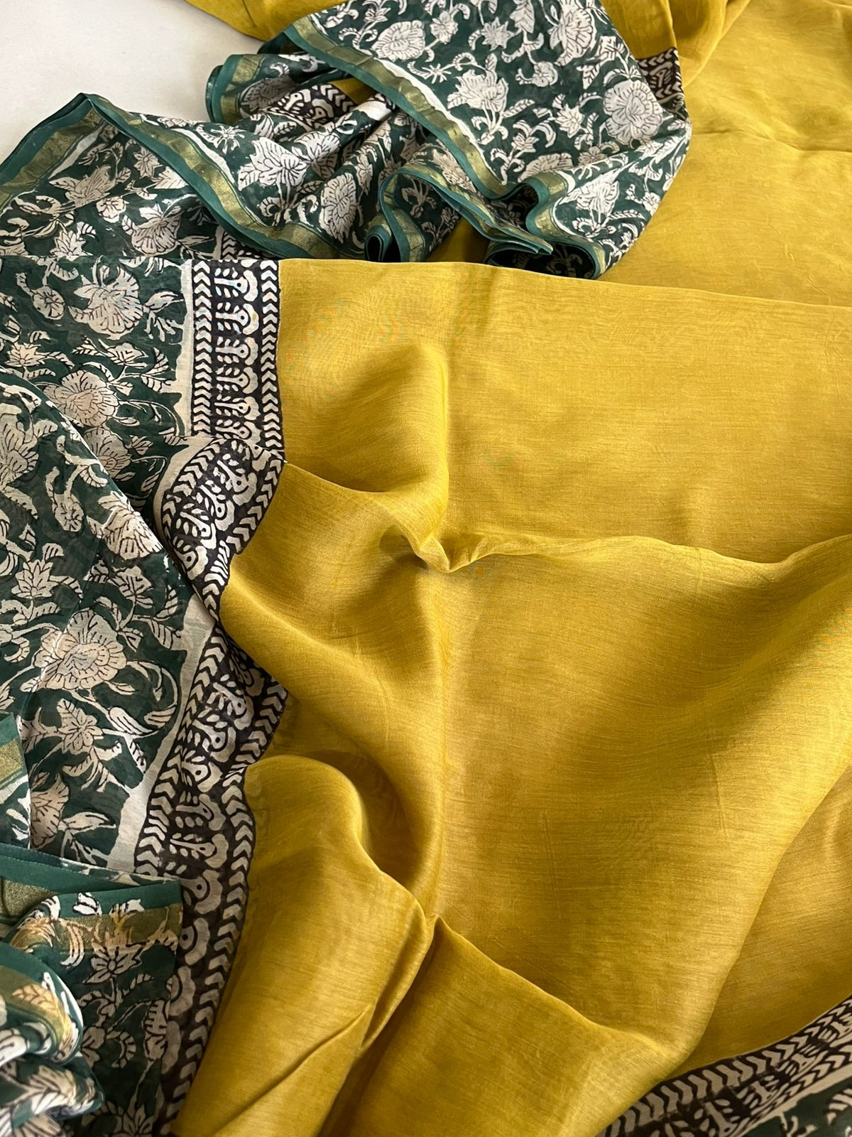 Chanderi Cotton Silk Saree with Handblock Print Saree