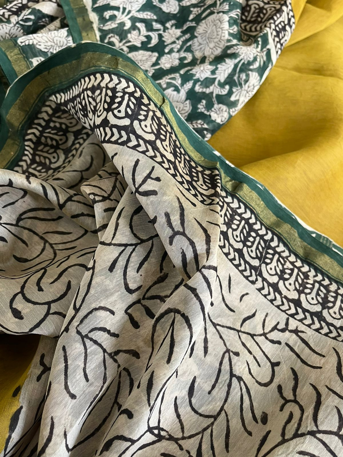 Chanderi Cotton Silk Saree with Handblock Print Saree