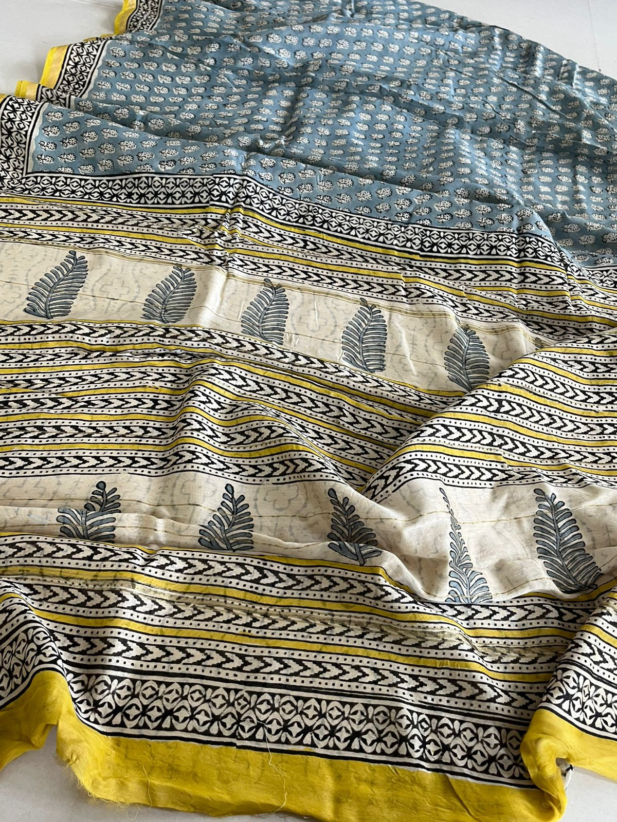 Chanderi Cotton Silk Saree with Handblock Print Saree