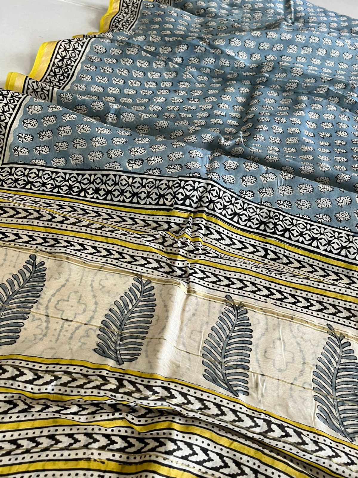 Chanderi Cotton Silk Saree with Handblock Print Saree