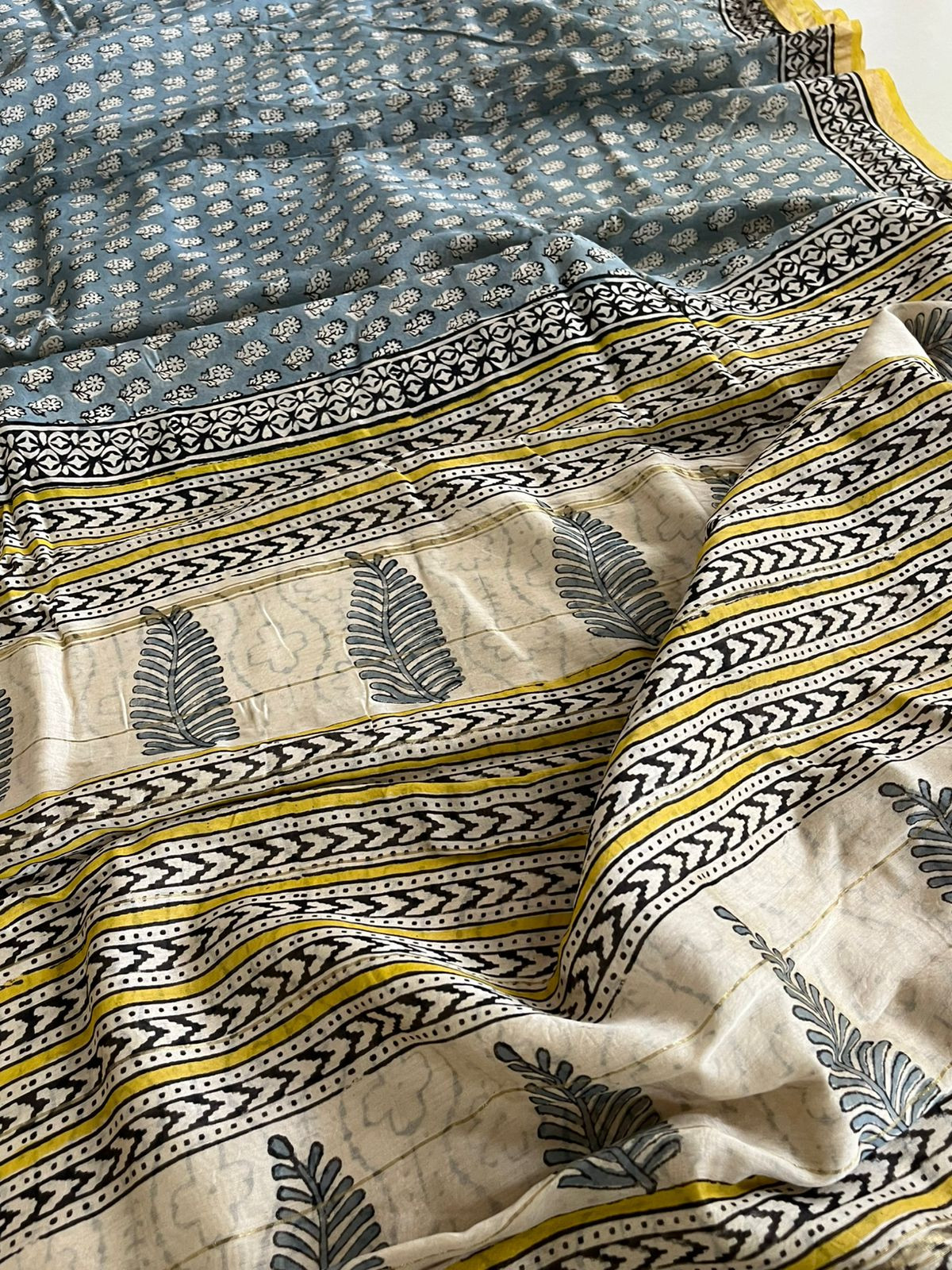 Chanderi Cotton Silk Saree with Handblock Print Saree