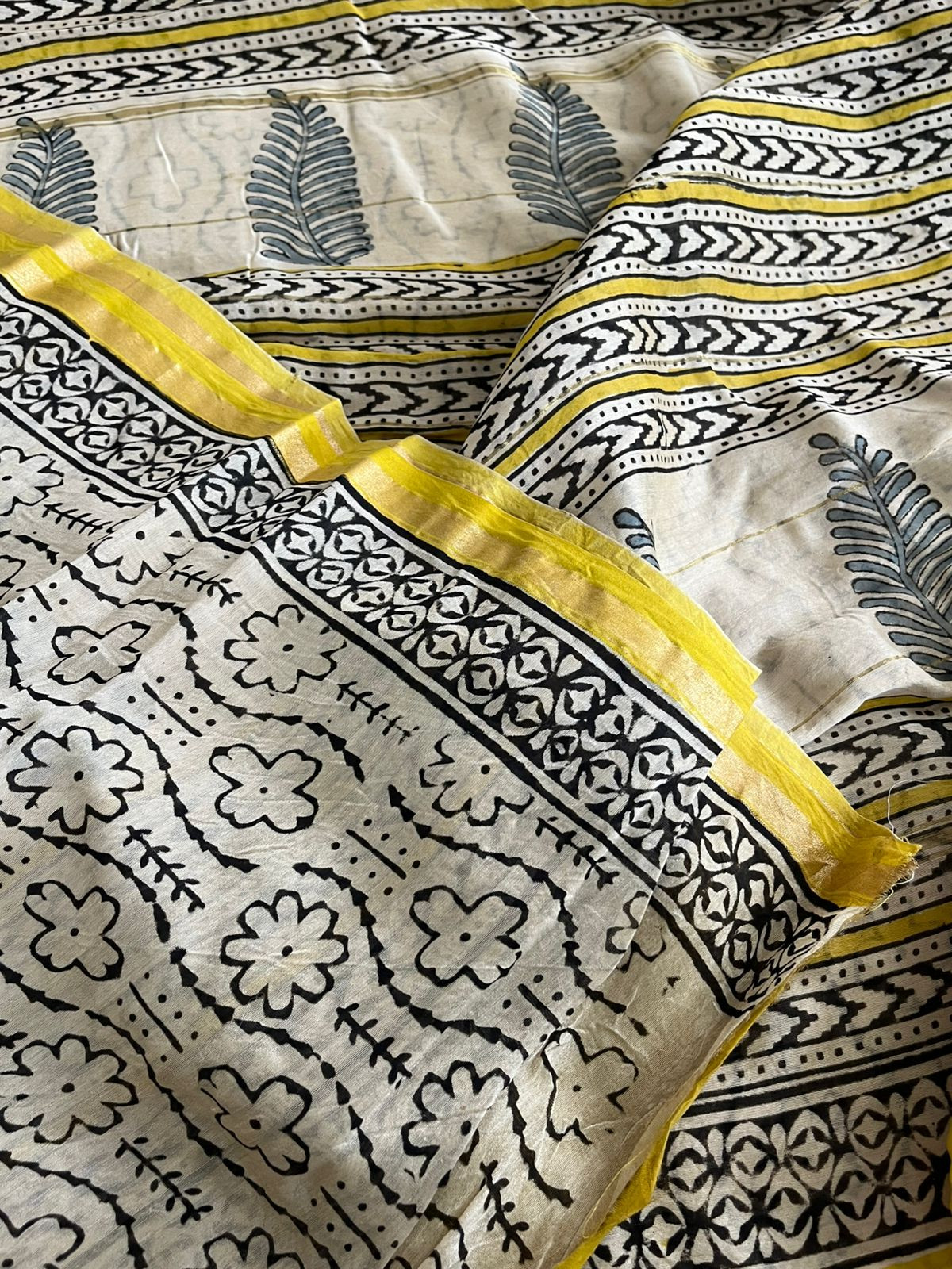 Chanderi Cotton Silk Saree with Handblock Print Saree