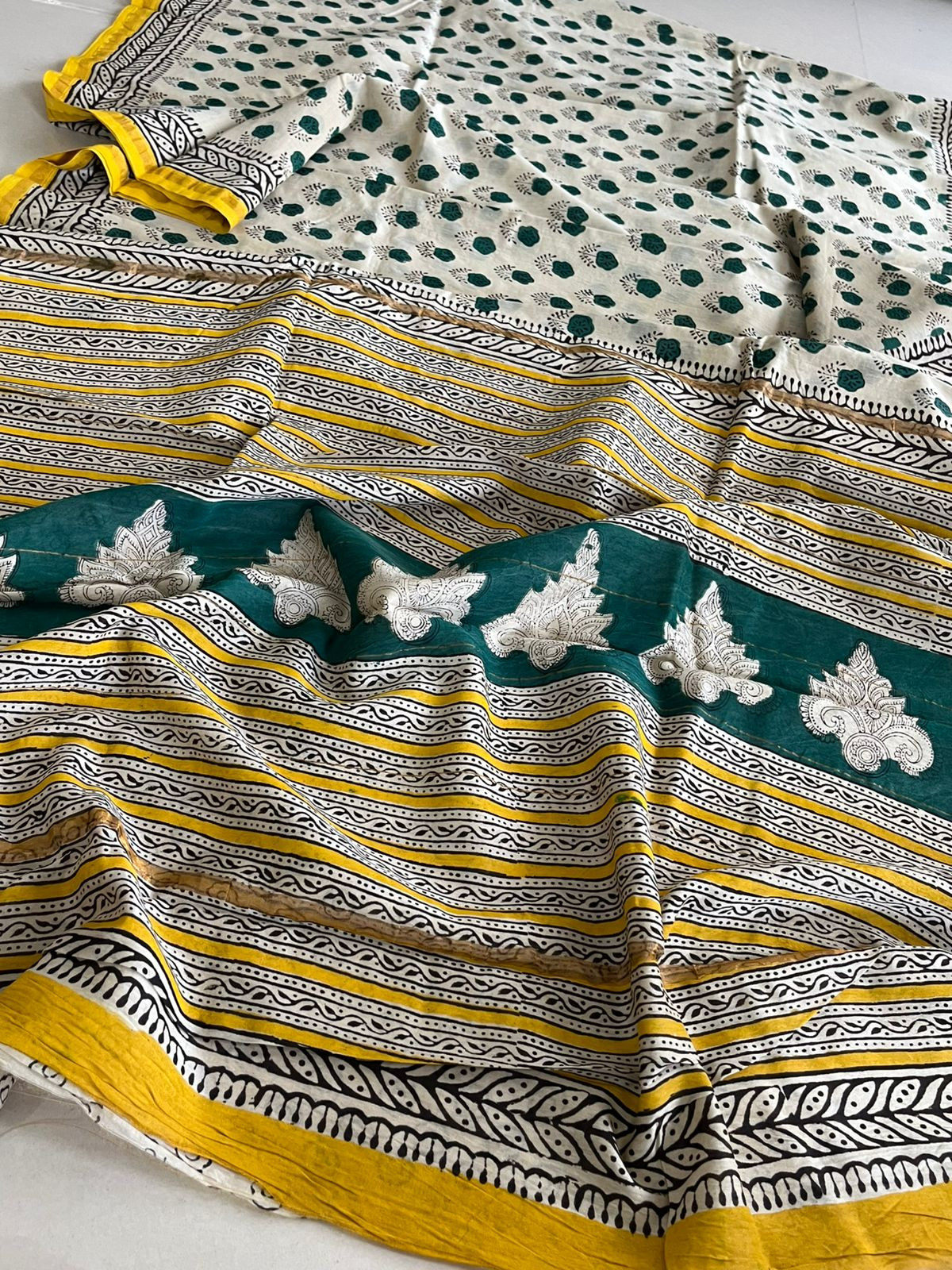 Chanderi Cotton Silk Saree with Handblock Print Saree