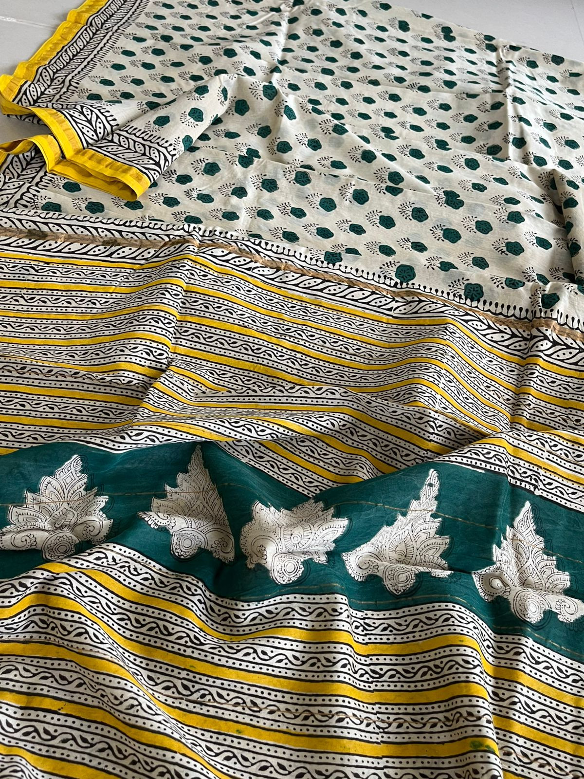 Chanderi Cotton Silk Saree with Handblock Print Saree