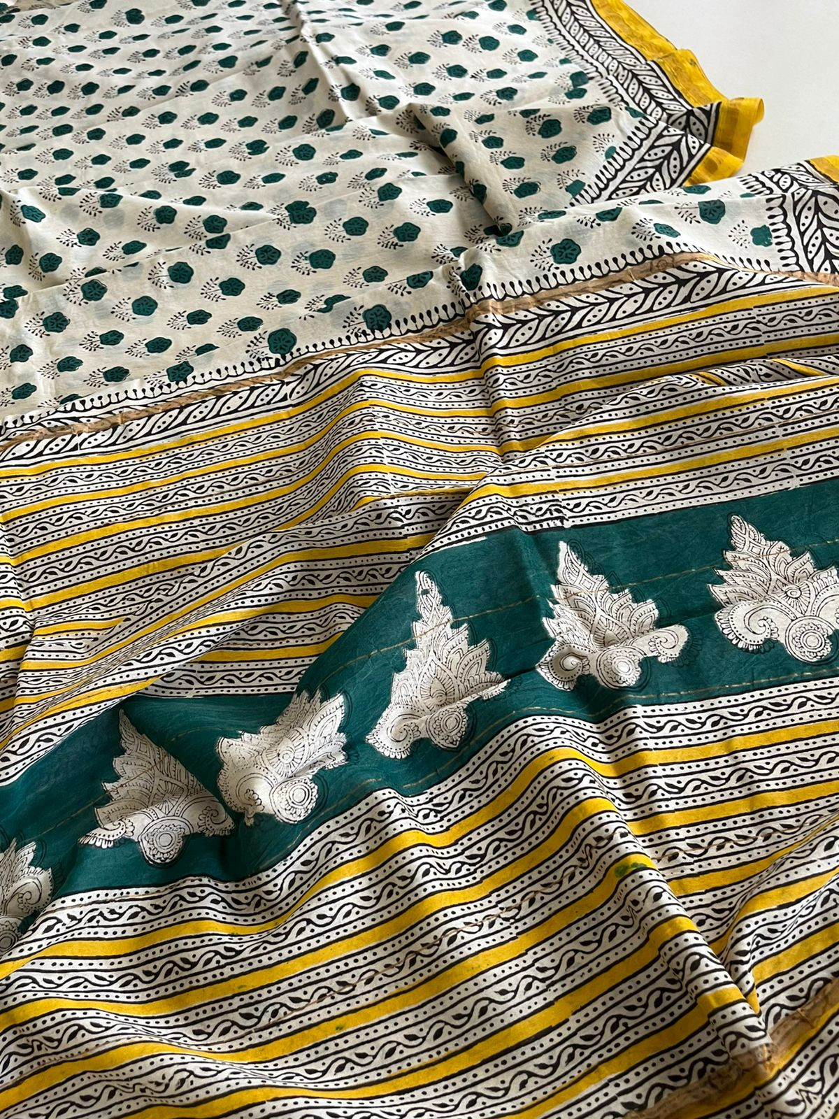 Chanderi Cotton Silk Saree with Handblock Print Saree