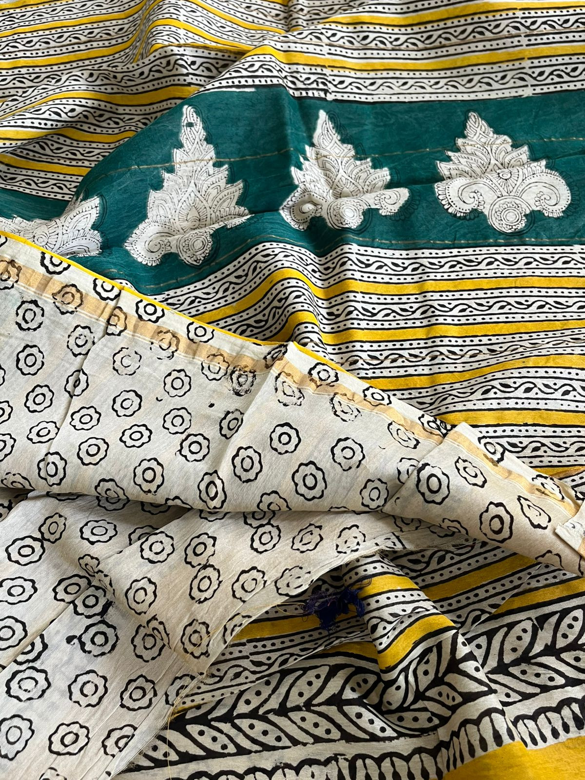Chanderi Cotton Silk Saree with Handblock Print Saree