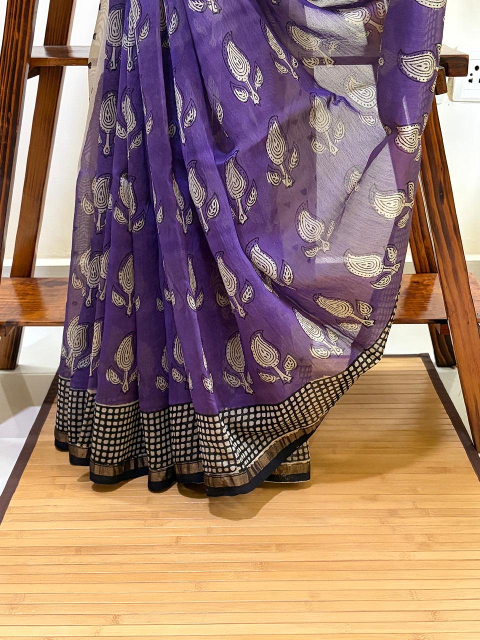 Chanderi Cotton Silk Saree with Handblock Print Saree