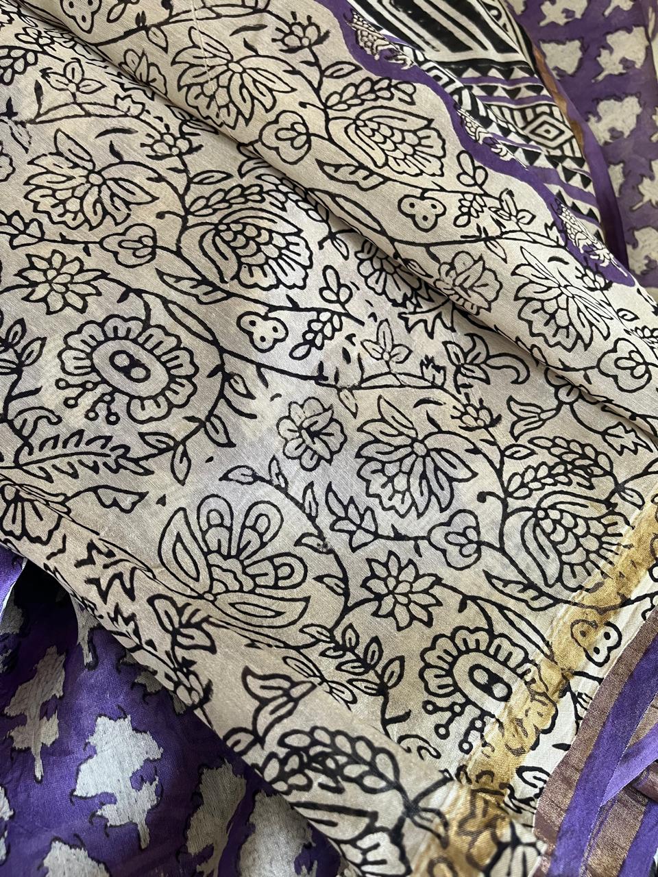 Chanderi Cotton Silk Saree with Handblock Print Saree