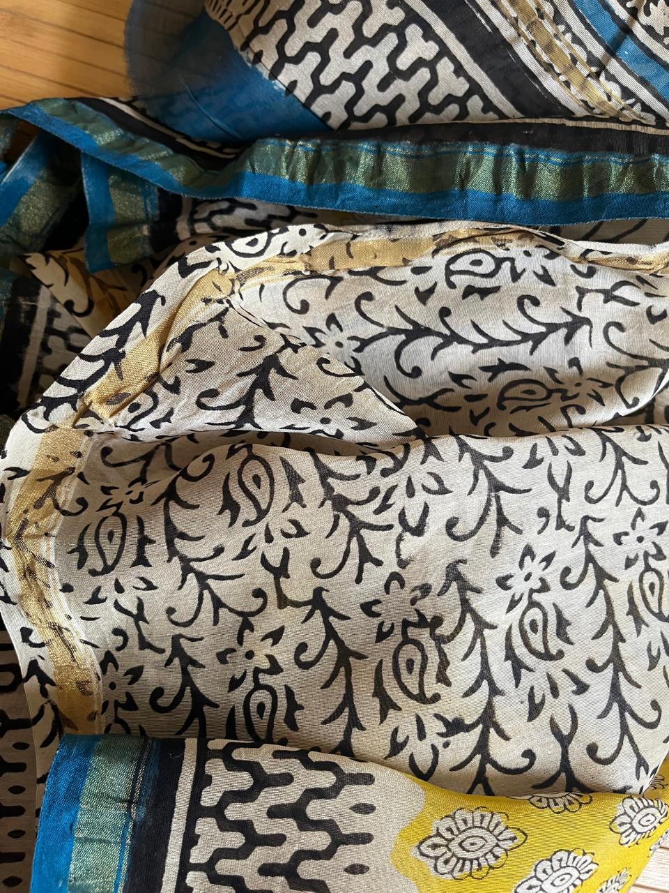 Chanderi Cotton Silk Saree with Handblock Print Saree