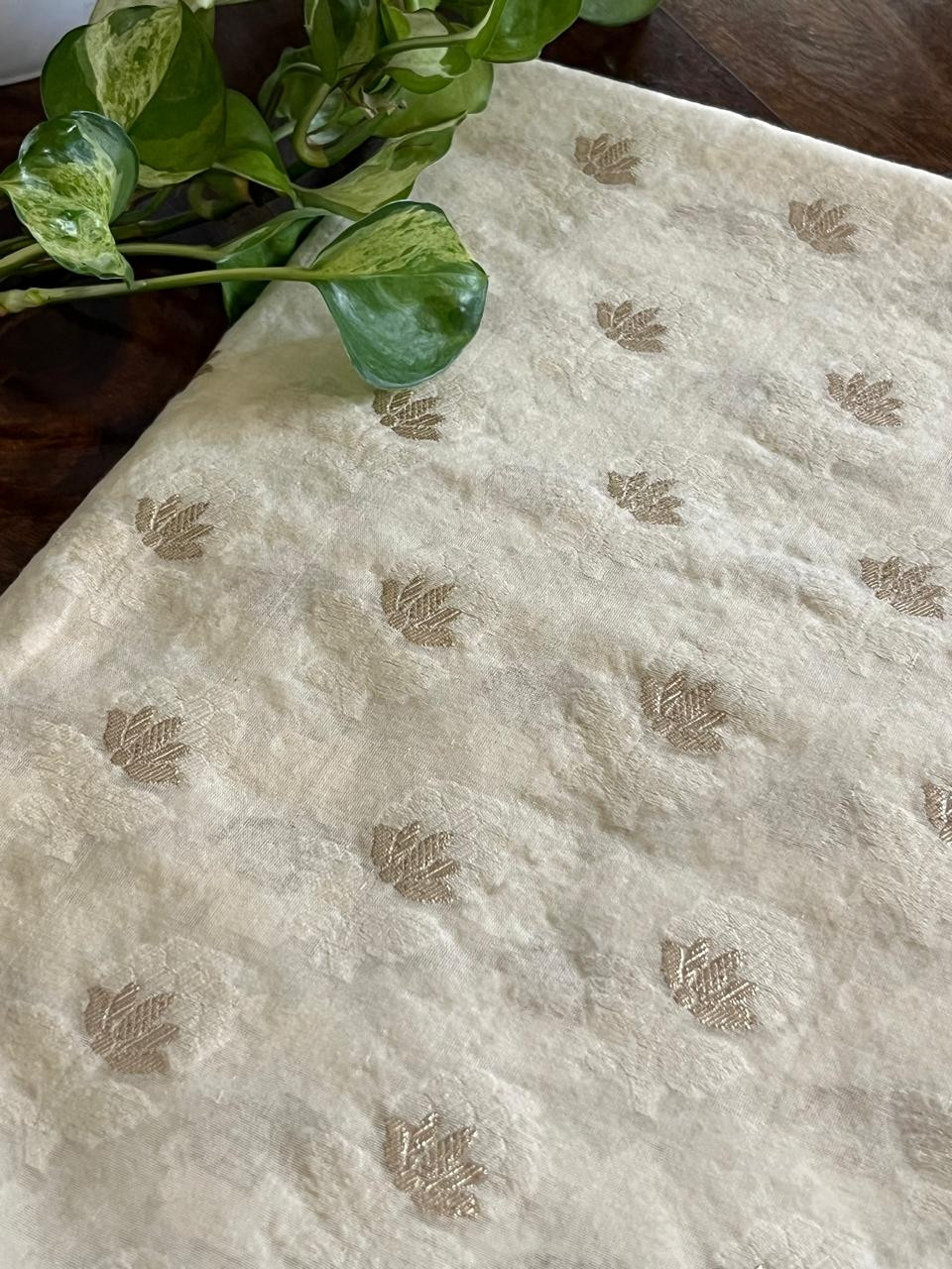 Chanderi Handwoven Banarasi Kurta with Buttis - Off-White