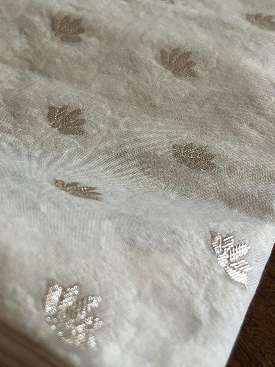 Chanderi Handwoven Banarasi Kurta with Buttis - Off-White