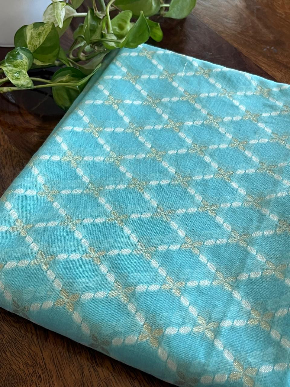 Chanderi Handwoven Banarasi Kurta with Buttis - Sky Blue