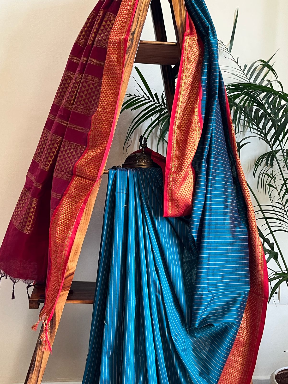Cotton Silk Handloom Sarees with Resham Weave - Azure Blue
