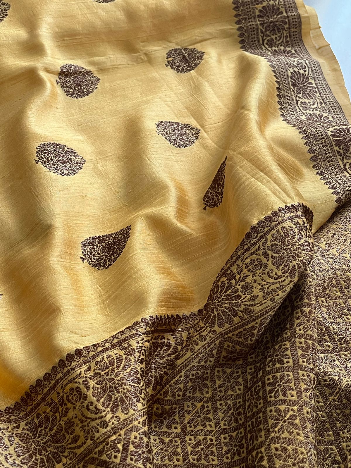 Pure Raw Silk Handloom Saree With Antique Zari - Butter Yellow