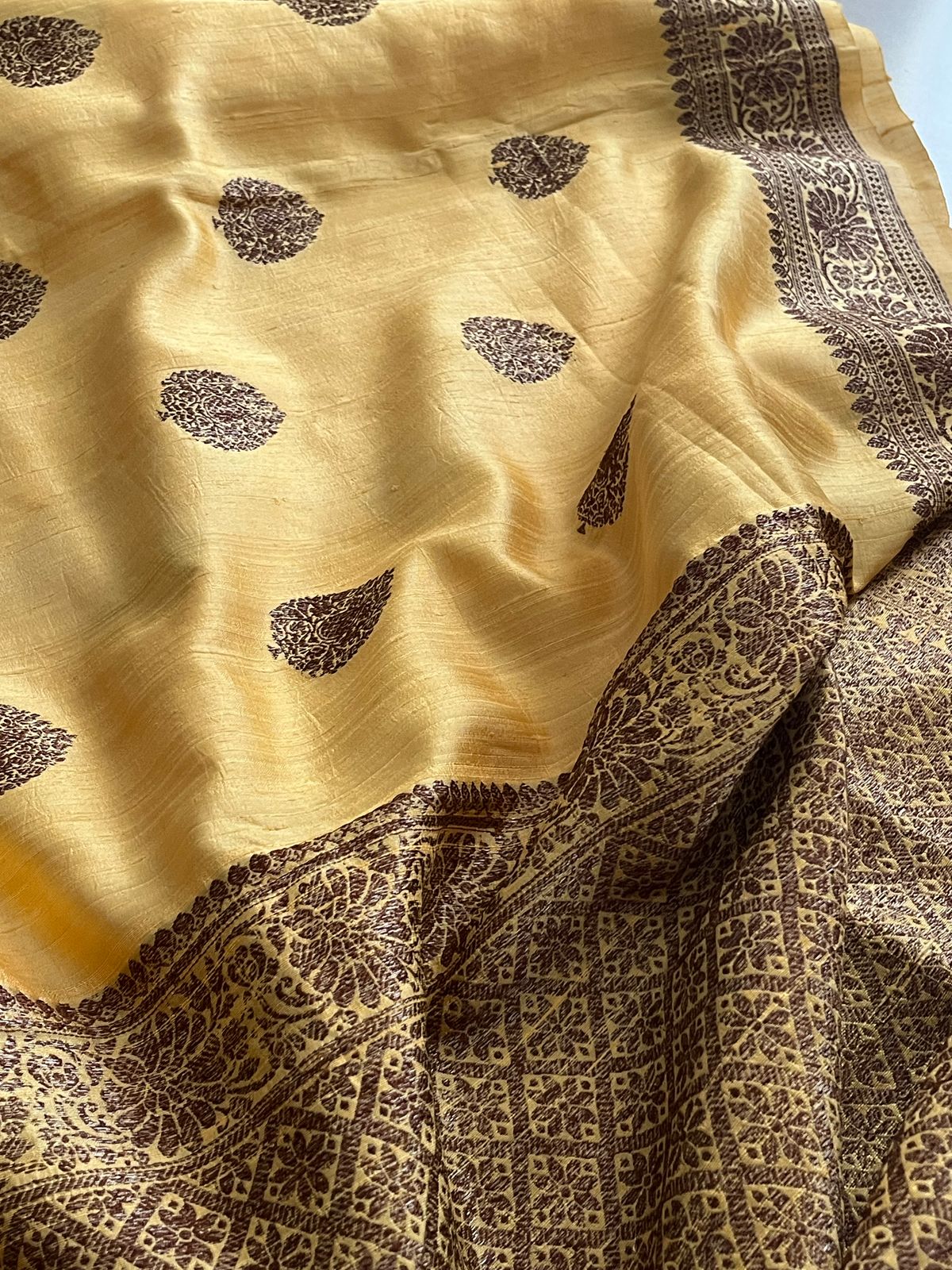 Pure Raw Silk Handloom Saree With Antique Zari - Butter Yellow