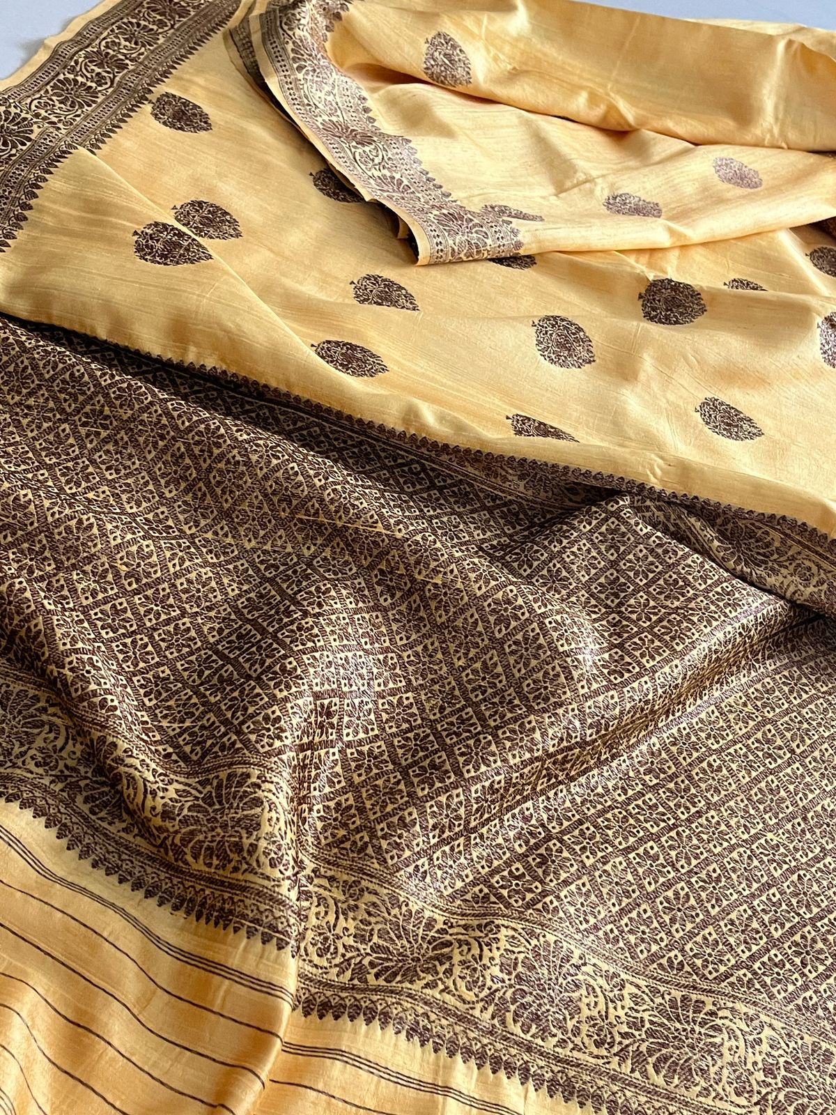 Pure Raw Silk Handloom Saree With Antique Zari - Butter Yellow