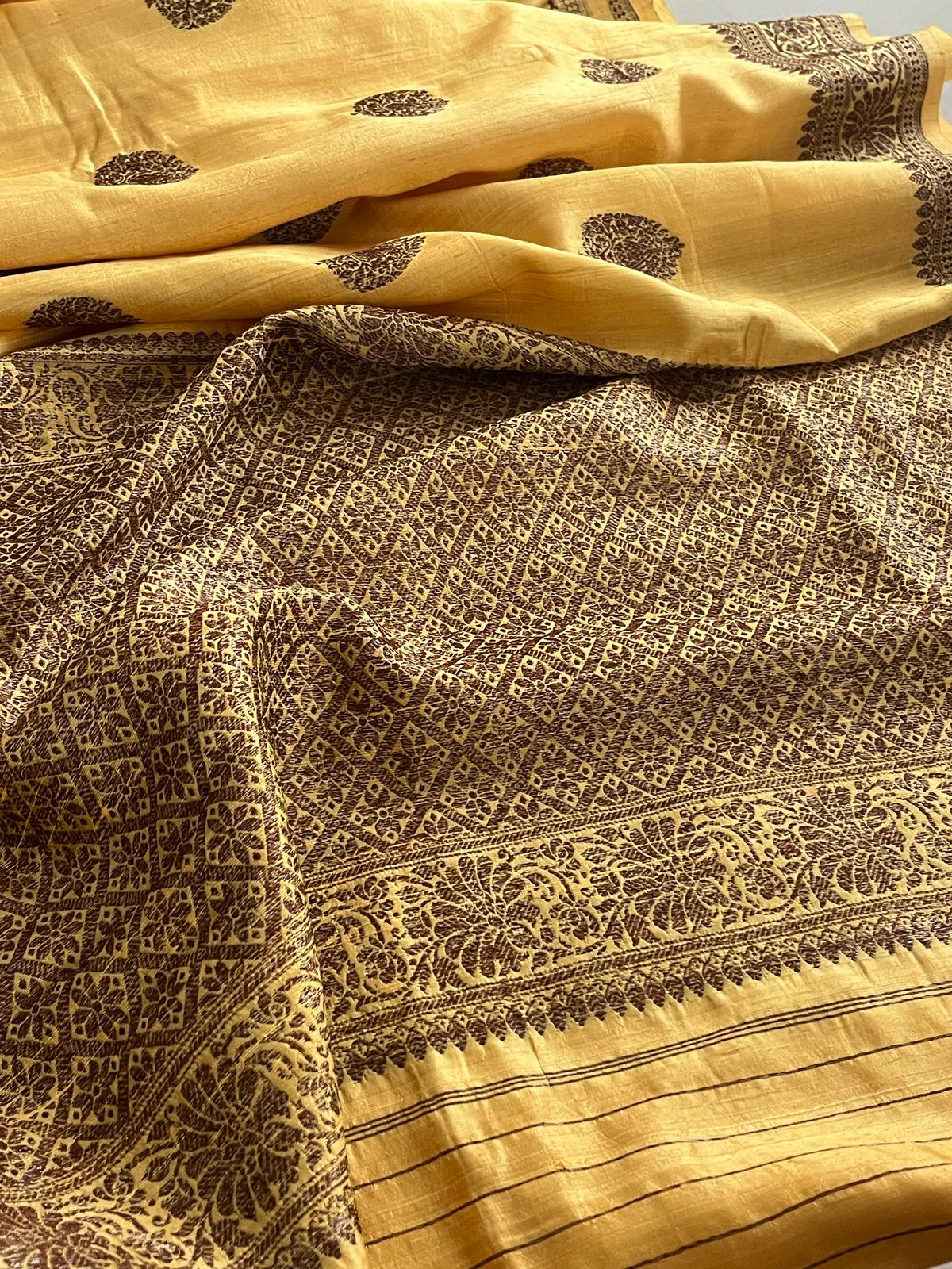 Pure Raw Silk Handloom Saree With Antique Zari - Butter Yellow