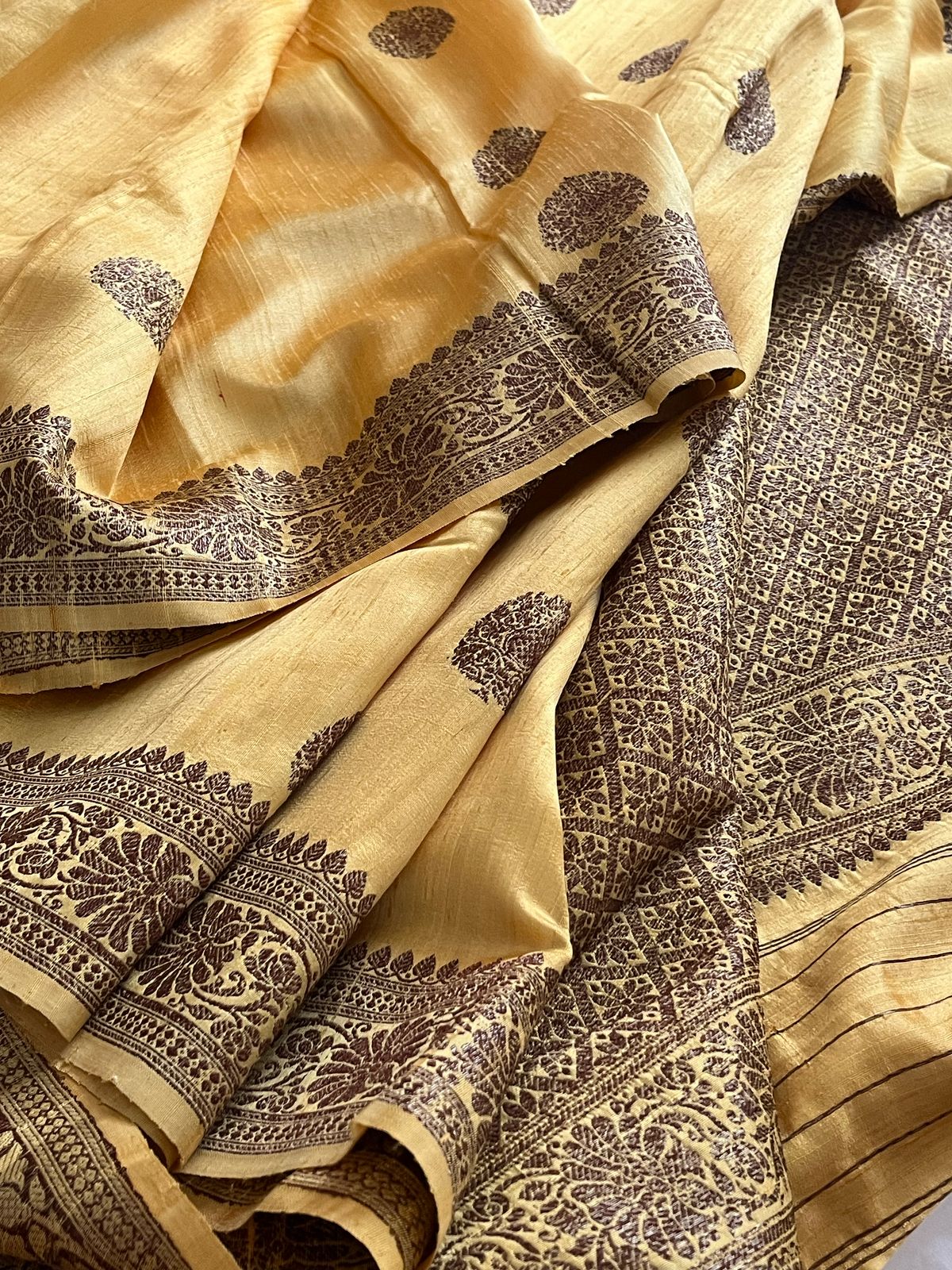 Pure Raw Silk Handloom Saree With Antique Zari - Butter Yellow