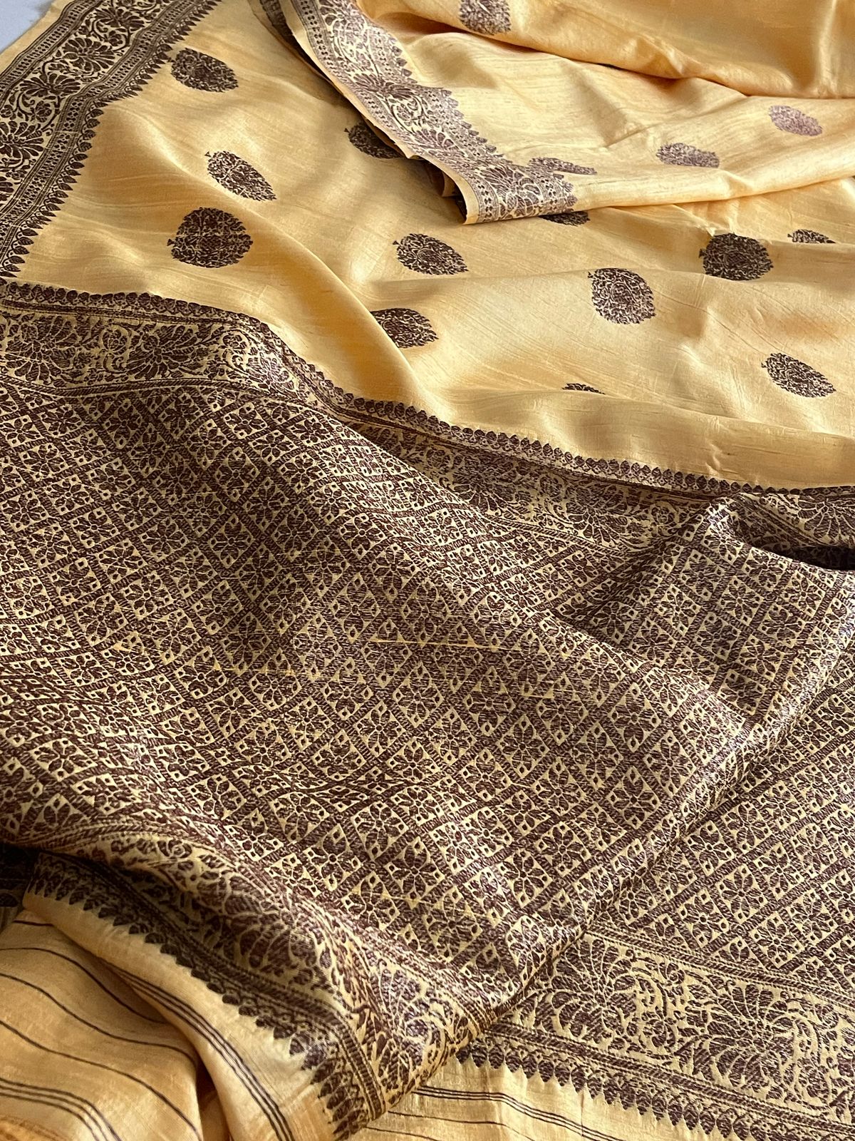 Pure Raw Silk Handloom Saree With Antique Zari - Butter Yellow