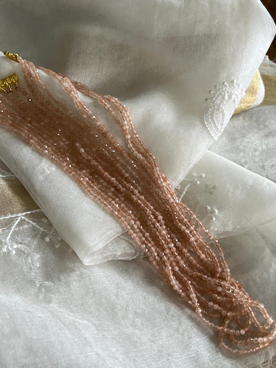 Faceted Agate Beads 8 lines Neckpiece - Apricot Peach