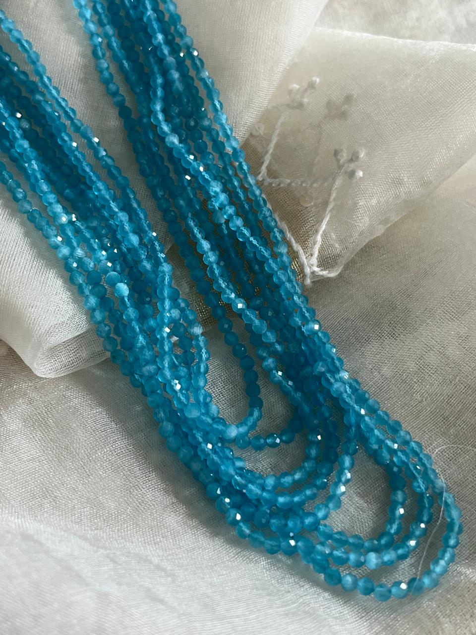 Faceted Agate Beads 8 lines Neckpiece - Celeste Agate