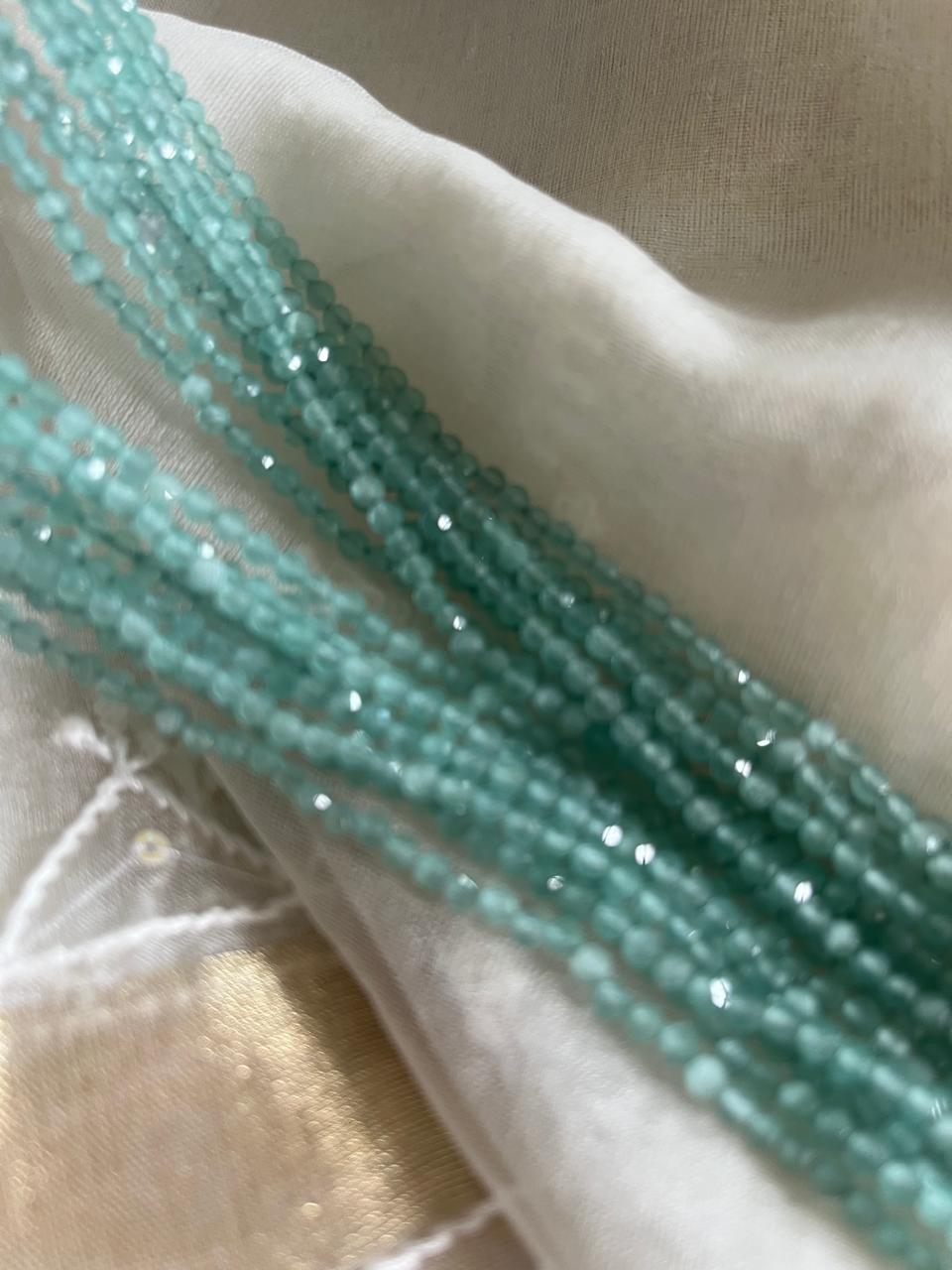 Faceted Agate Beads 8 lines Neckpiece - Ethereal Sage