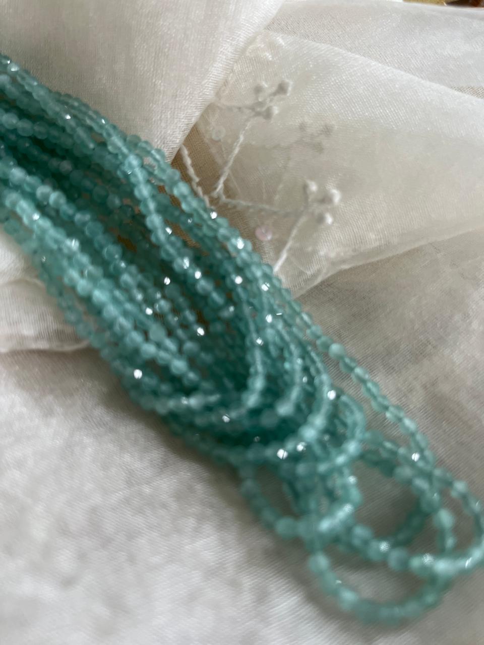 Faceted Agate Beads 8 lines Neckpiece - Ethereal Sage