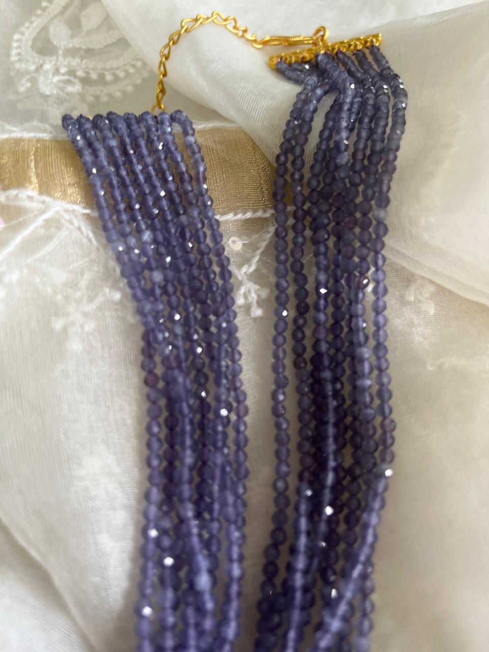 Faceted Agate Beads 8 lines Neckpiece - Amethyst Purple