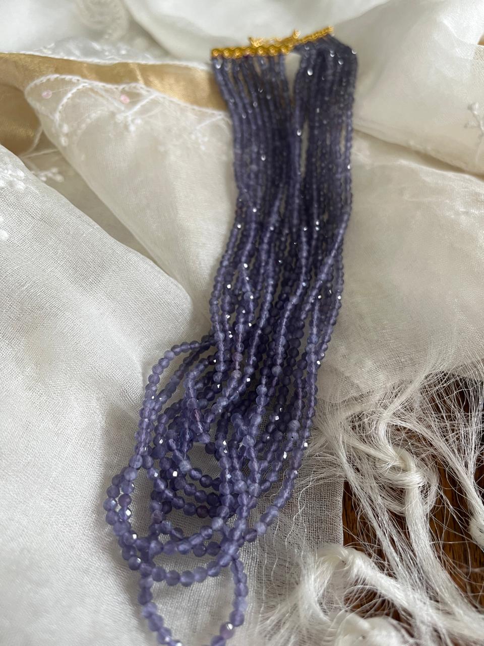 Faceted Agate Beads 8 lines Neckpiece - Amethyst Purple