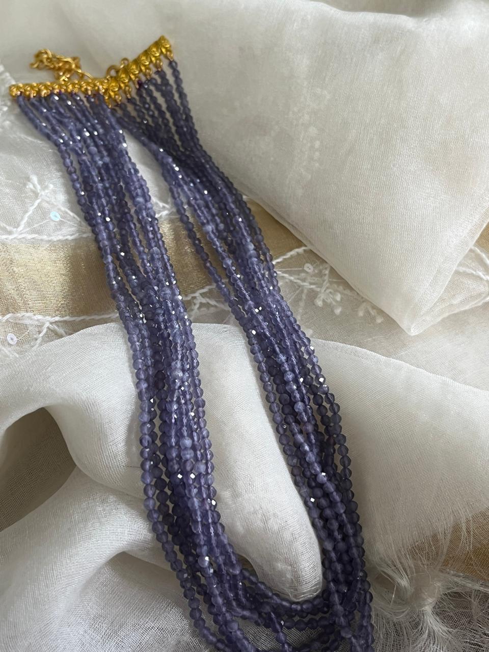 Faceted Agate Beads 8 lines Neckpiece - Amethyst Purple