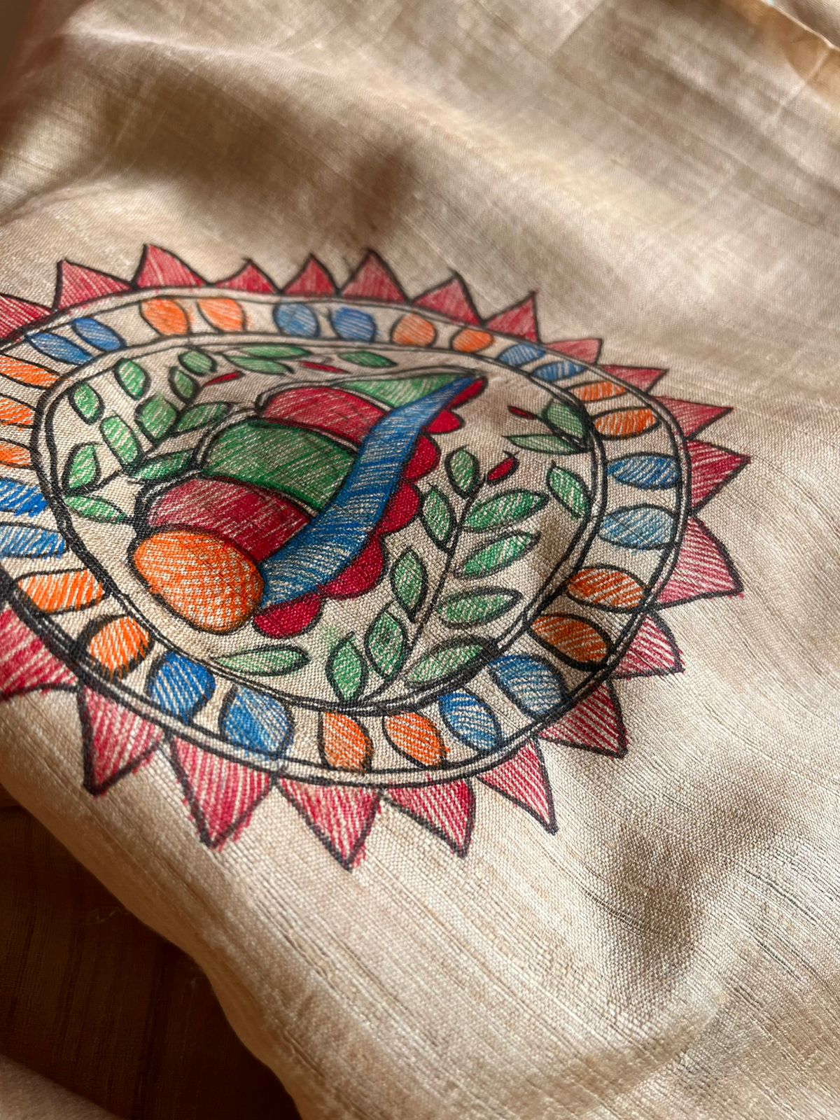 Handpainted Madhubani Pure Tussar Silk Kurta Dupatta sets