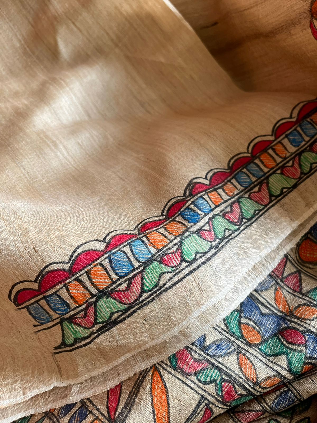 Handpainted Madhubani Pure Tussar Silk Kurta Dupatta sets