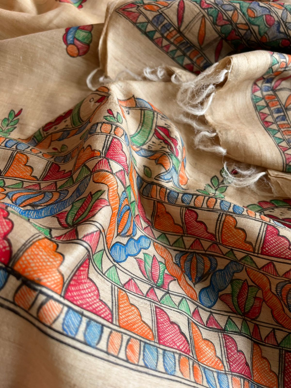 Handpainted Madhubani Pure Tussar Silk Kurta Dupatta sets