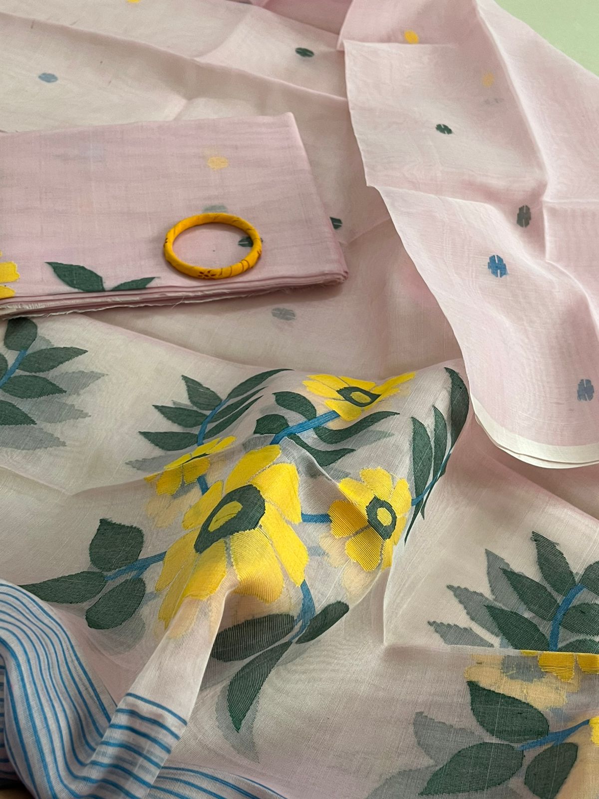 Handwoven Pure Silk Jamdani Kurta Dupatta Sets- Mauve