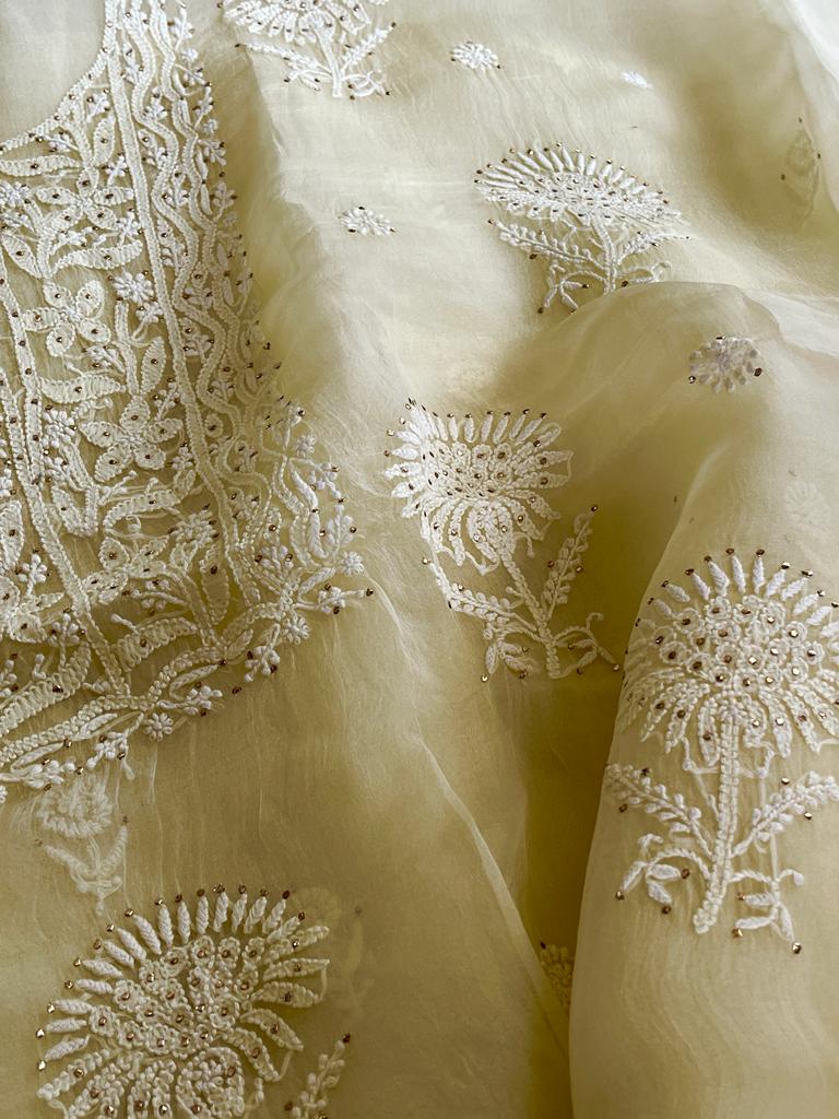 Pure Organza Chikankari Kurta Dupatta