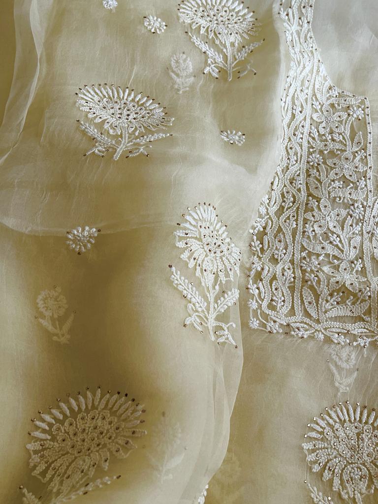 Pure Organza Chikankari Kurta Dupatta