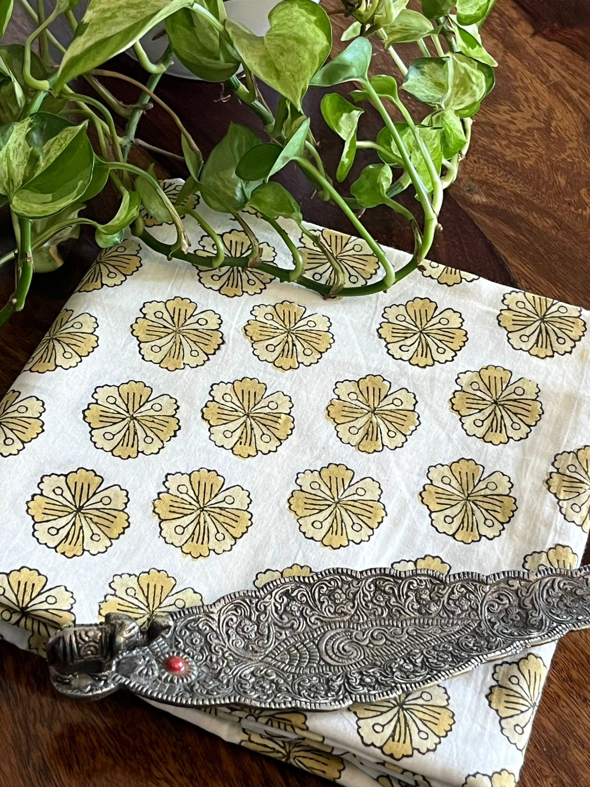 Pure Cotton Printed Kurta Fabric - 25mts - White with Pale Yellow Flowers